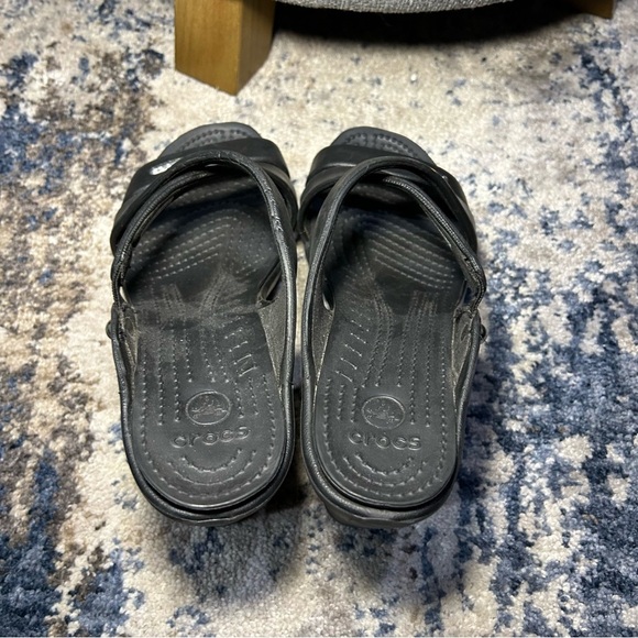 Crocs Black Cyprus IV Open Toe Heels Size 7 - Picture 8 of 12